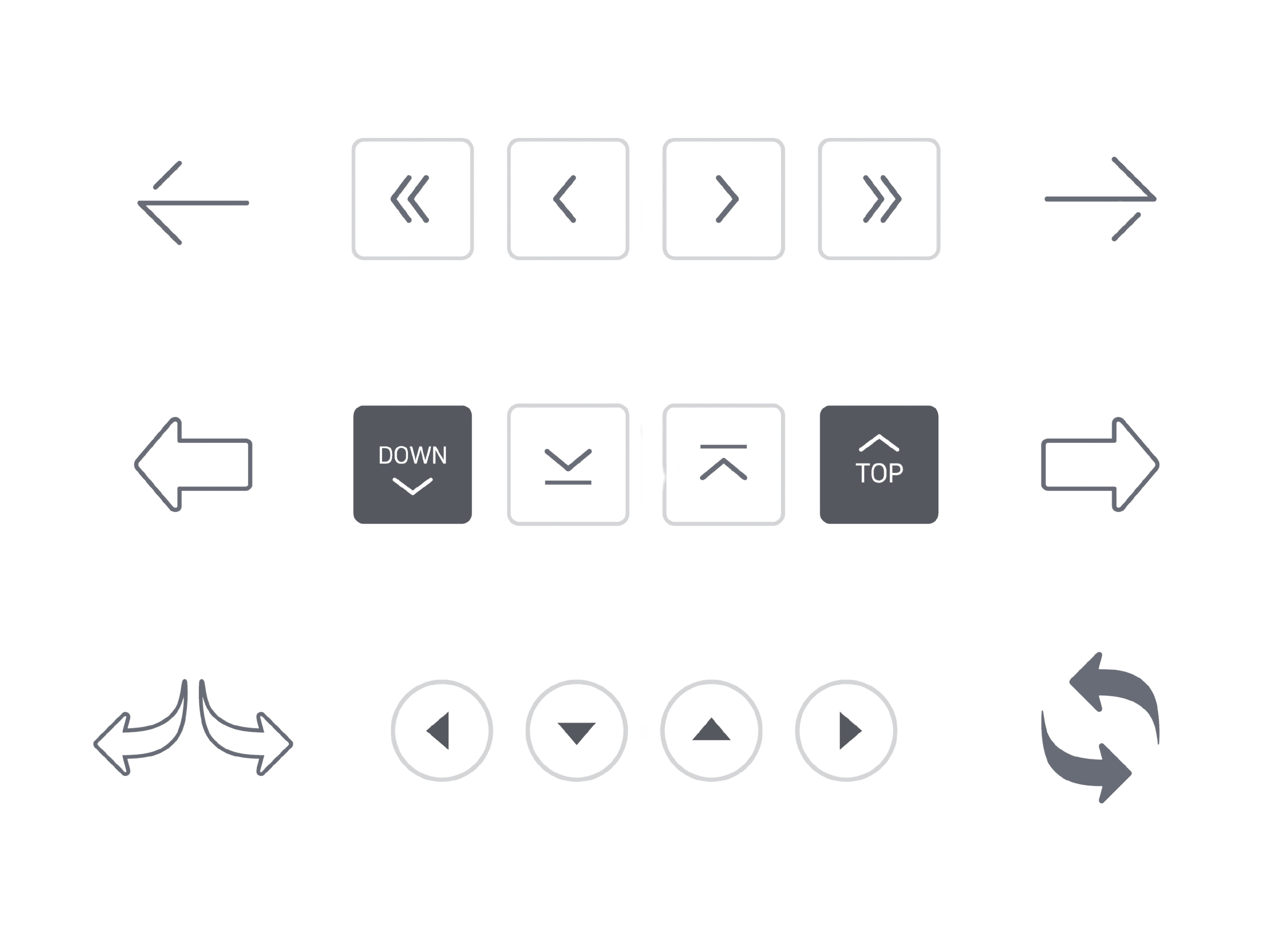 right and left, up and down, direction arrows, recycling symbol, editable stroke vector illustration